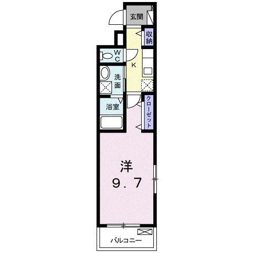 フローラーリアIII(1K/2階)の間取り写真