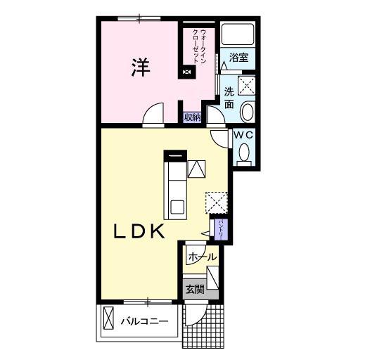 ビオーラ糸米(1LDK/1階)の間取り写真