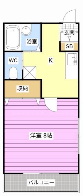 ニューバロンI(1K/1階)の間取り写真