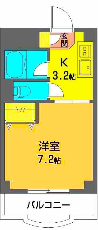 ワコーハイツ(1K/2階)の間取り写真