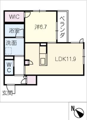コルヌイエ鳴海(1LDK/2階)の間取り写真