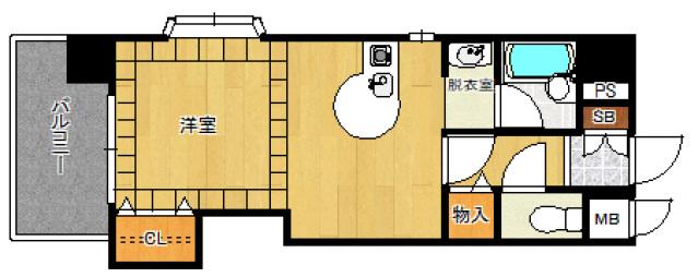 FLEX21久留米一番街(ワンルーム/6階)の間取り写真