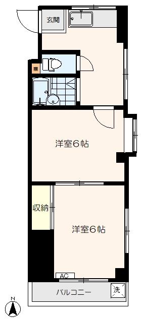 国分ビル(2K/3階)の間取り写真