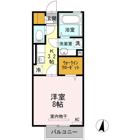 スペリオーレ・D307熊本駅(1K/1階)の間取り写真