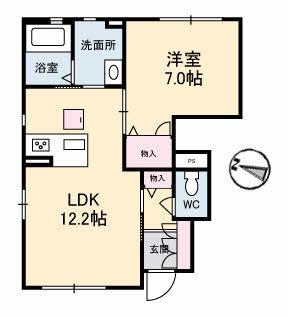 コモド アロッジオ A棟(1LDK/1階)の間取り写真