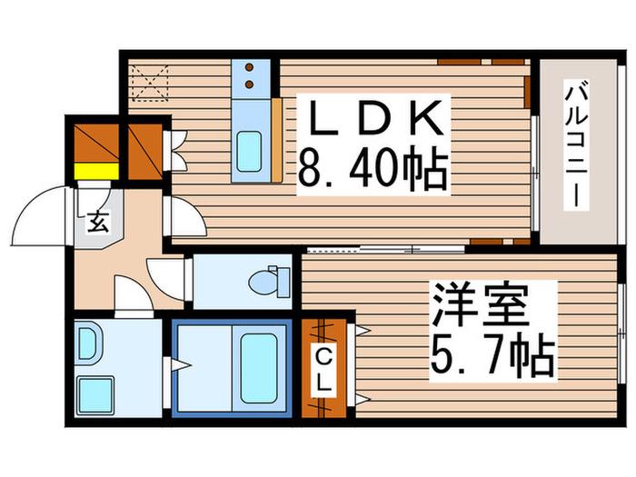 PARK SIDE 弐番館(1LDK/2階)の間取り写真