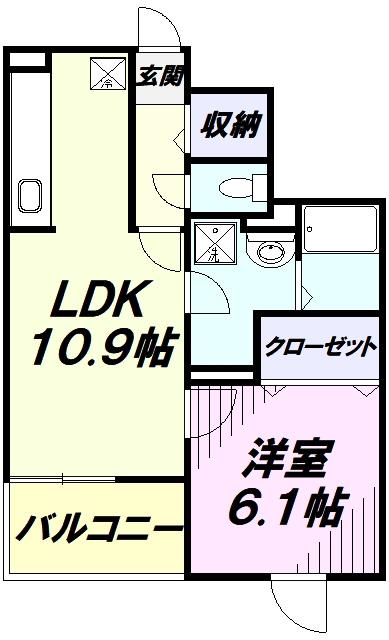 リバープレッソII(1LDK/4階)の間取り写真
