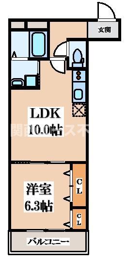 フジパレス教興寺(1LDK/2階)の間取り写真