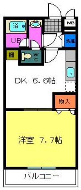 フジパレス式内町III番館(1DK/1階)の間取り写真