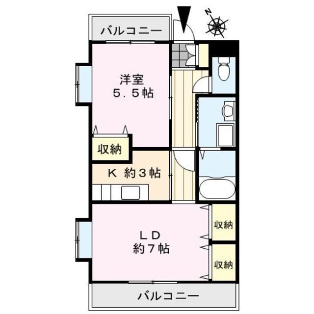 ヴェルドミール湯乃坂(1LDK/2階)の間取り写真