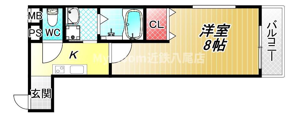 フジパレス平野上町II(1K/3階)の間取り写真