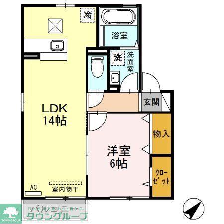 東武伊勢崎線 北越谷駅 徒歩16分 2階建 築17年(1LDK/1階)の間取り写真