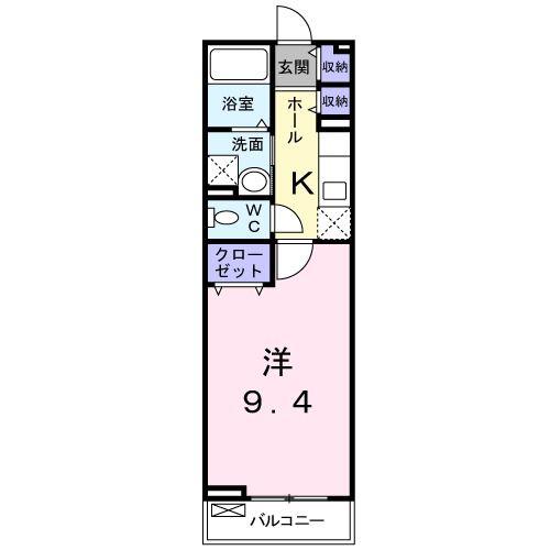 M-ティアラII(1K/2階)の間取り写真