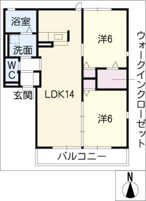 クレールボヌール(2LDK/1階)の間取り写真