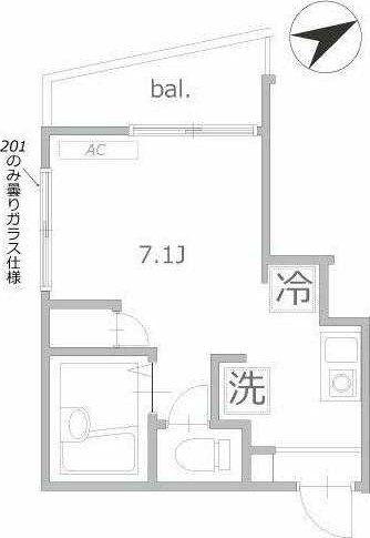 ブロッサムテラス町屋(ワンルーム/3階)の間取り写真