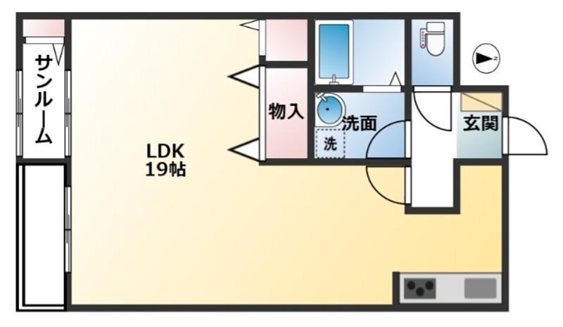 サンライズエアポート(ワンルーム/1階)の間取り写真