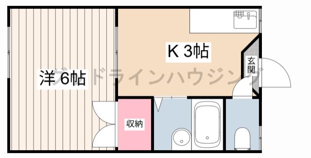 パークシティタキノ黄色(1K/1階)の間取り写真
