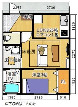 サイプレス センター北(1DK/2階)の間取り写真