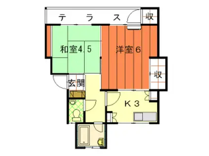 ハウス中舞鶴(2DK/3階)の間取り写真