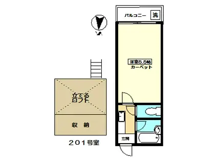 ホワイトパレス パンジー(1K/2階)の間取り写真