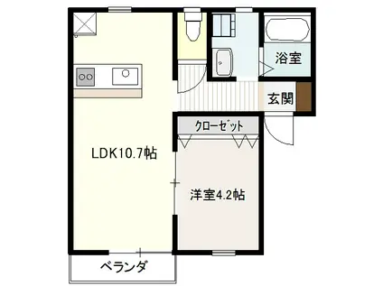 アイラスハイツ A(1LDK/2階)の間取り写真