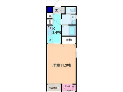 サンネットヒルズ(1K/3階)の間取り写真