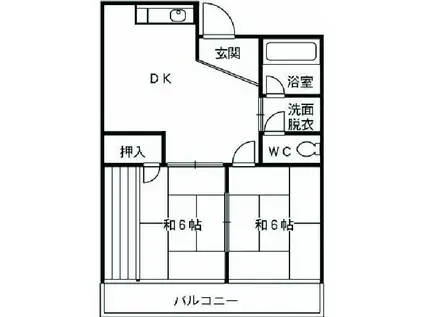 江口マンション四女子(2DK/3階)の間取り写真