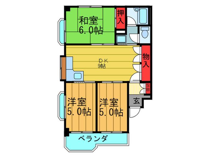 ハイローズマンション二番館(3DK/2階)の間取り写真