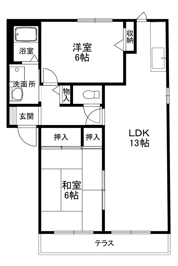 ピオニ8(3DK/1階)の間取り写真