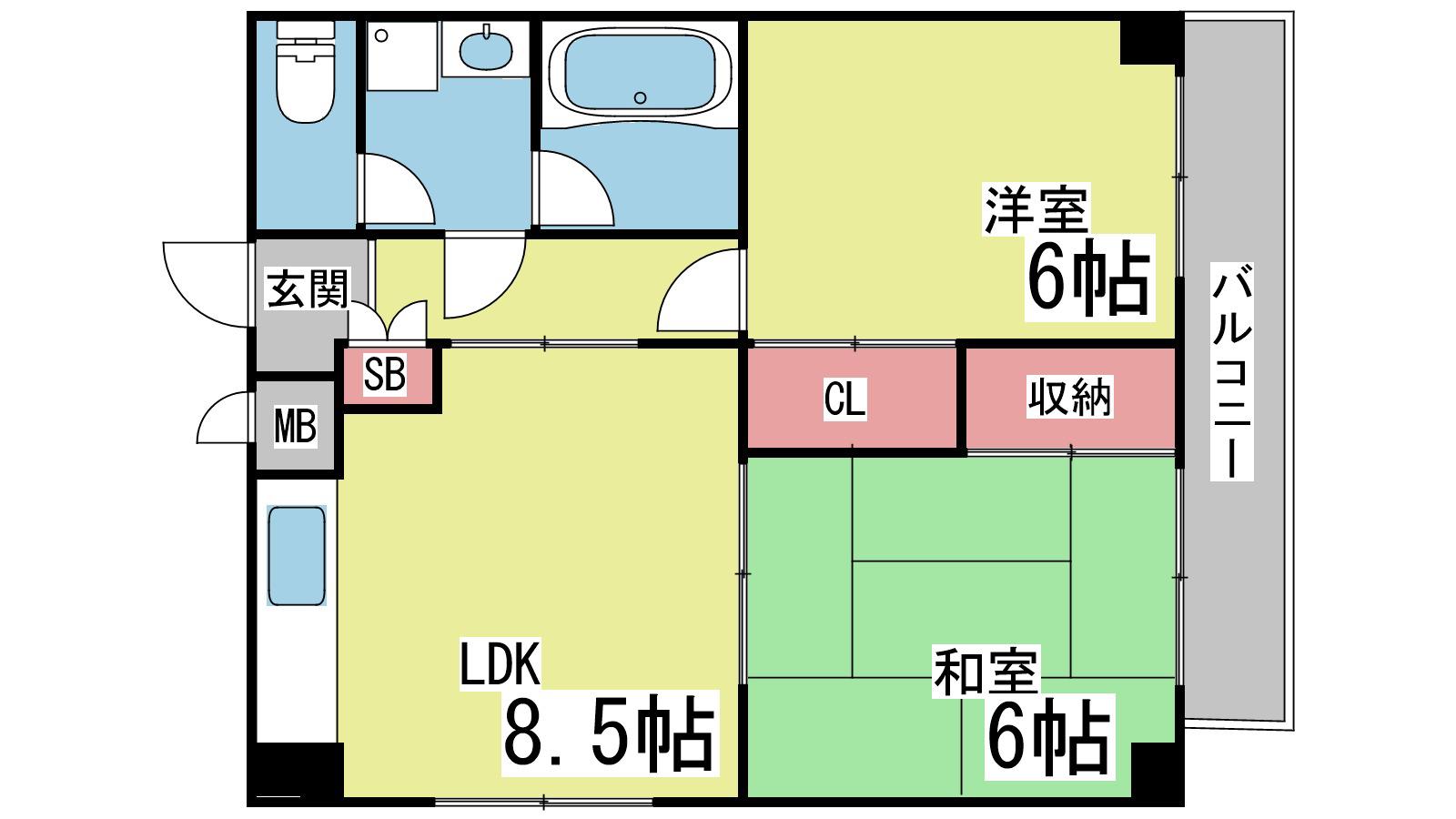 サイレンス(2DK/3階)の間取り写真