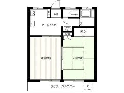 寿荘(2K/2階)の間取り写真