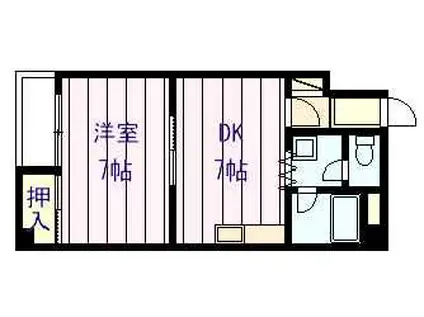 ハイツハピネス(1DK/2階)の間取り写真