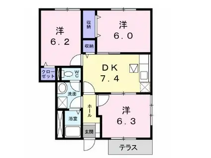 モルティ・メゾン I(3DK/1階)の間取り写真