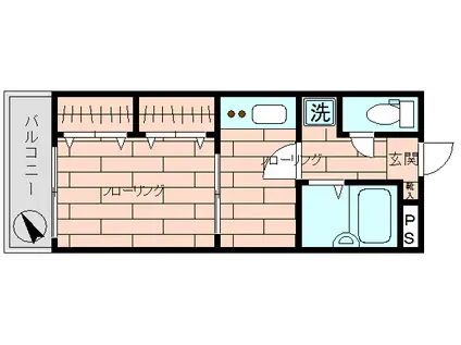 サンライフ狛江(1K/3階)の間取り写真