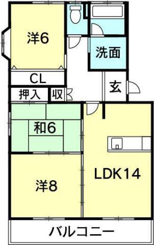 ファミール大原(3LDK/2階)の間取り写真