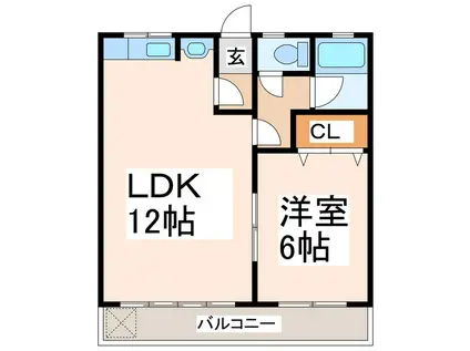 タウン前田(1LDK/2階)の間取り写真