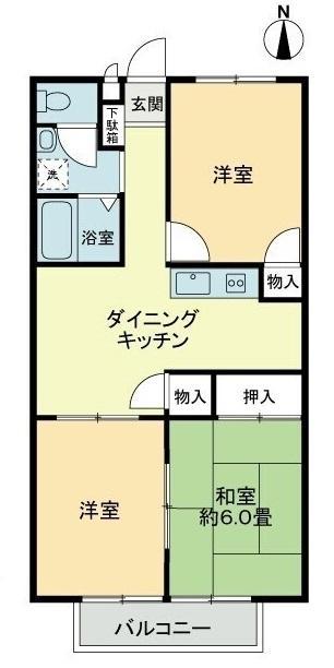 フォブール大井A(3DK/2階)の間取り写真