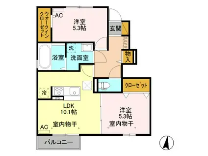 プレミアムコート 105(2LDK/1階)の間取り写真
