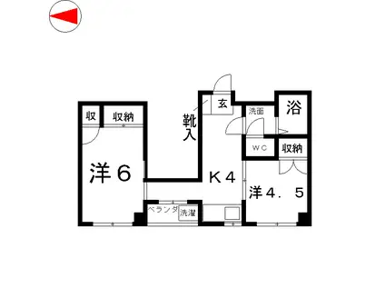 濱野ビル(2K/2階)の間取り写真