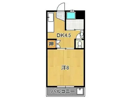 篠山ハイツ(1DK/3階)の間取り写真