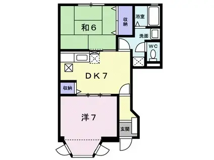 エム・ボヌールA(2DK/1階)の間取り写真