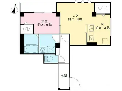 ビューノ岸町(1LDK/3階)の間取り写真