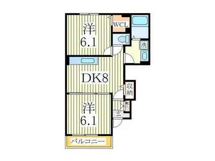 ウィステリア カクトII(2DK/1階)の間取り写真