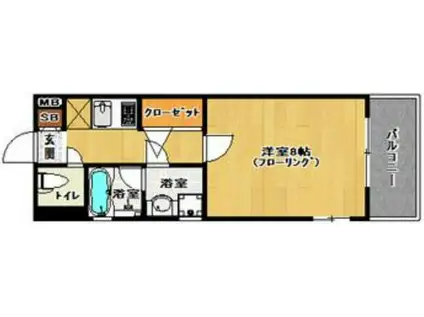 ピュアドームステーションサイト博多(1K/2階)の間取り写真