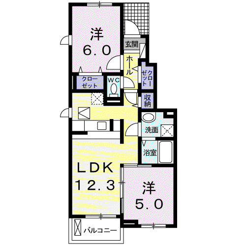 ラ・プラージュ(2LDK/1階)の間取り写真