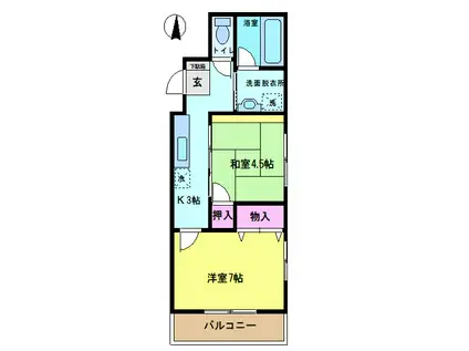 西武新宿線 上井草駅 徒歩5分 3階建 築22年(2K/1階)の間取り写真