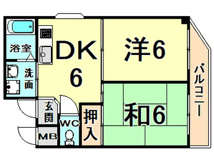 JSC尼崎(2DK/3階)の間取り写真