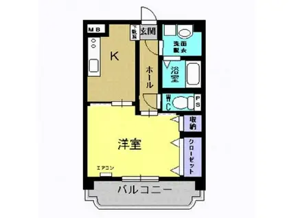ユーミー南延岡(1K/3階)の間取り写真