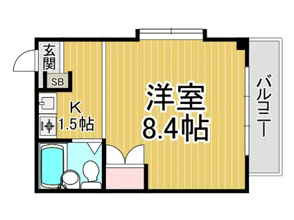 第1モギハイツ(1K/3階)の間取り写真