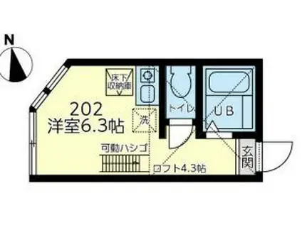 ユナイト田浦ベラクルス・メヒコ(ワンルーム/1階)の間取り写真